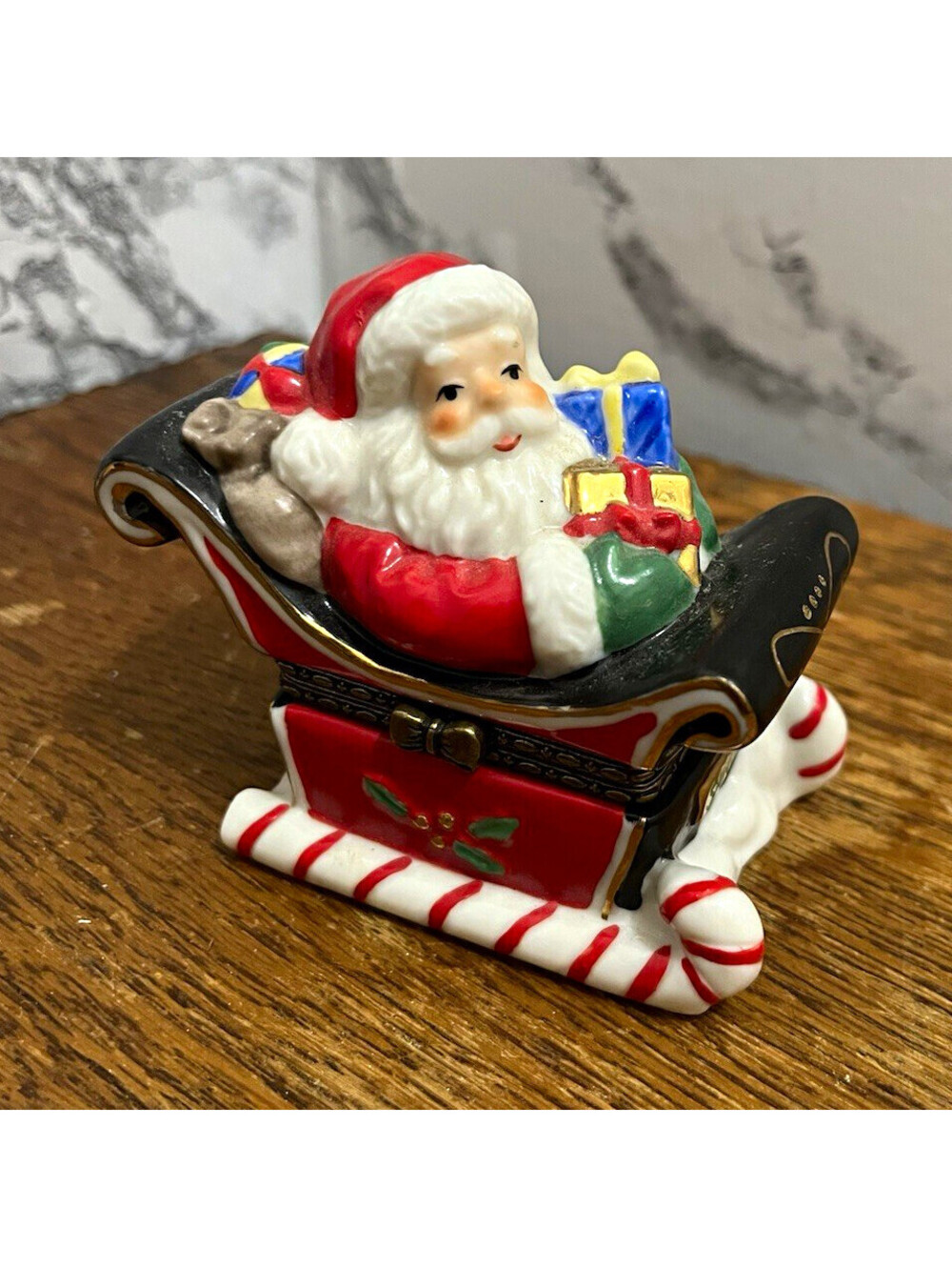 Department 56 Santa in Sleigh Hinged Collectible Trinket Box